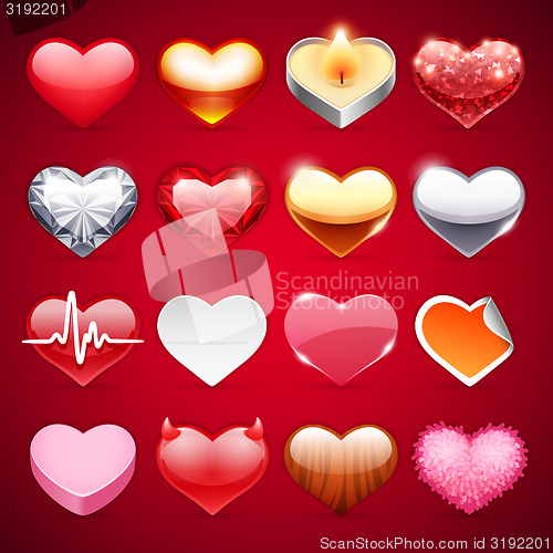 Image of Vector Icons Hearts Set