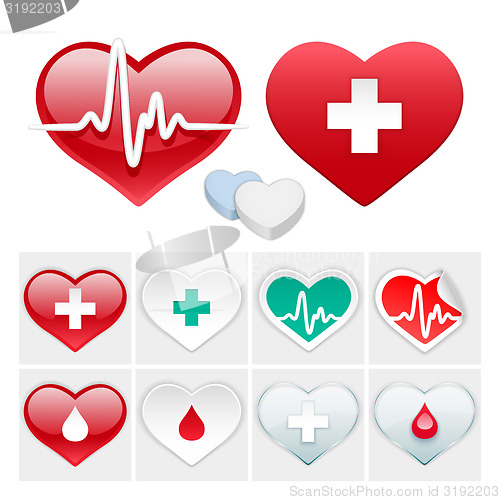 Image of Vector Medical Set of Hearts Icons