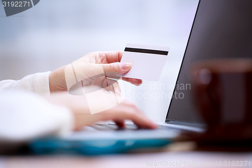 Image of Closeup of hand with blank card