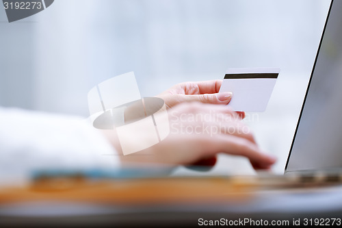 Image of Closeup of hand with blank card