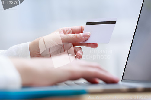 Image of Closeup of hand with blank card