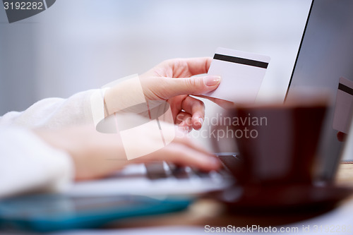 Image of Closeup of hand with blank card