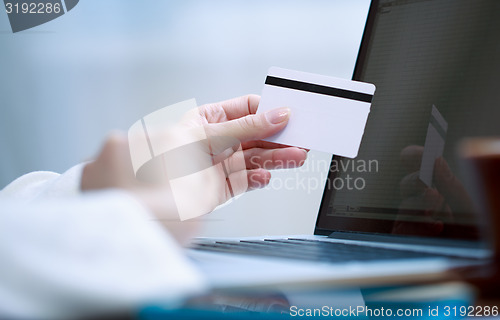 Image of Closeup of hand with blank card