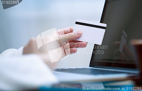Image of Closeup of hand with blank card