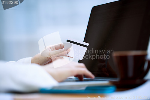 Image of Closeup of hand with blank card