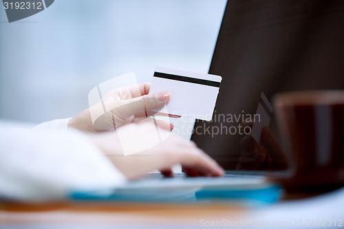 Image of Closeup of hand with blank card