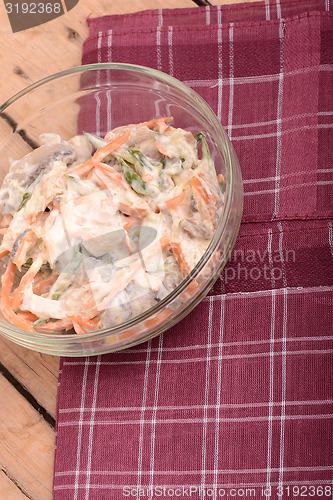 Image of Fresh salad on glass bowl