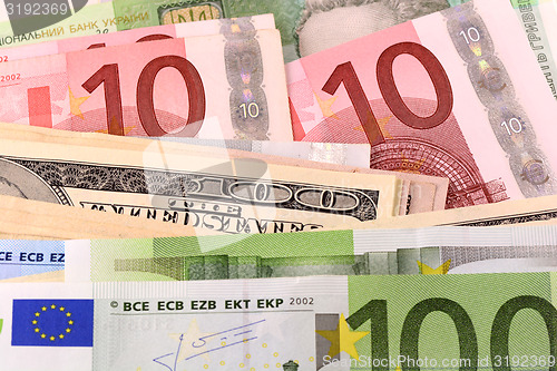 Image of european and american money background