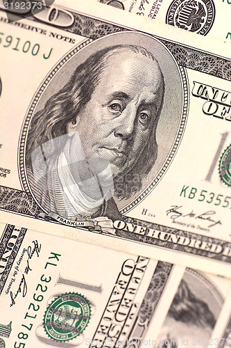 Image of Close up view of american dollar banknote