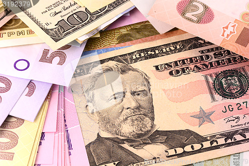 Image of european and american money background