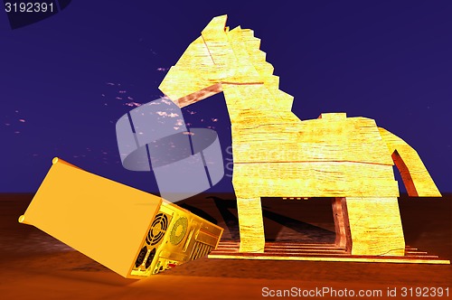 Image of Trojan horse and computer