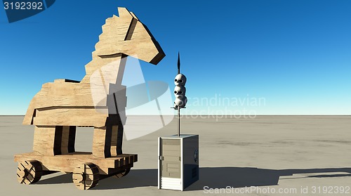 Image of Trojan horse and computer