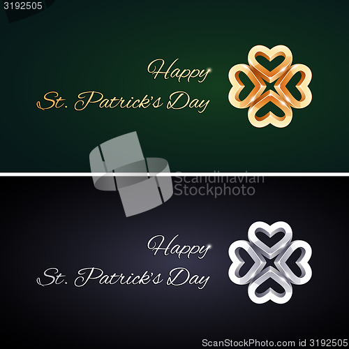 Image of Simple St Patricks Day Cards with Golden and Silver Clovers