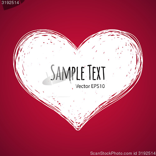 Image of Doodle Heart on Red Background