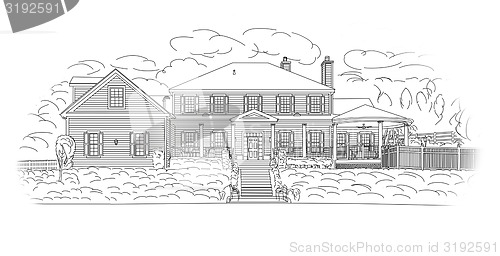 Image of Custom Black House Facade Drawing on White