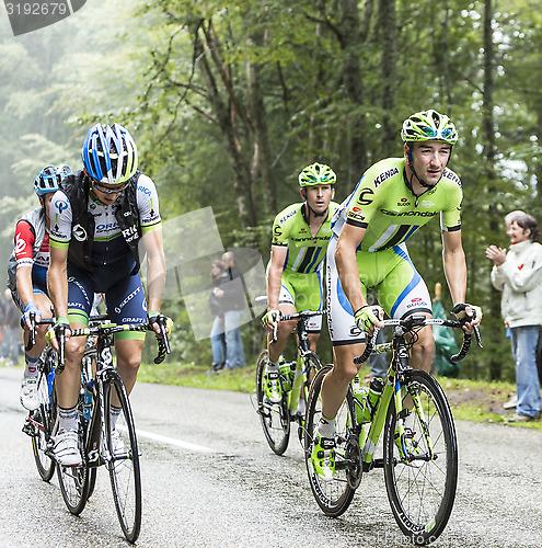 Image of The Cyclist Elia Viviani Climbing Col du Platzerwasel - Tour de 