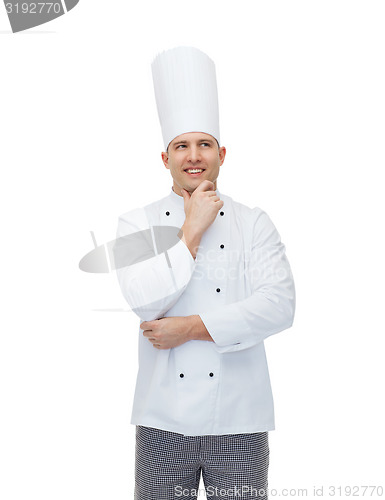 Image of happy male chef cook thinking