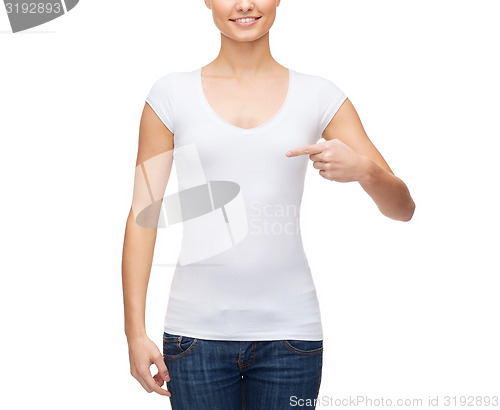 Image of woman in blank white t-shirt
