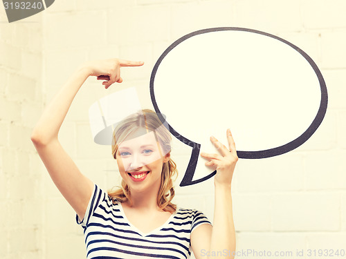 Image of happy teenage girl with blank text bubble