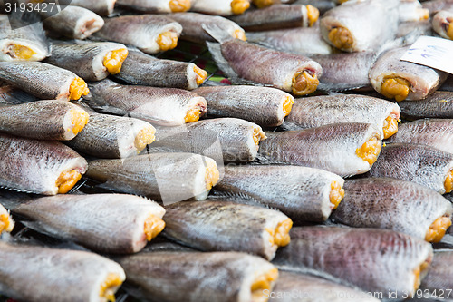 Image of stuffed fish or seafood at asian street market