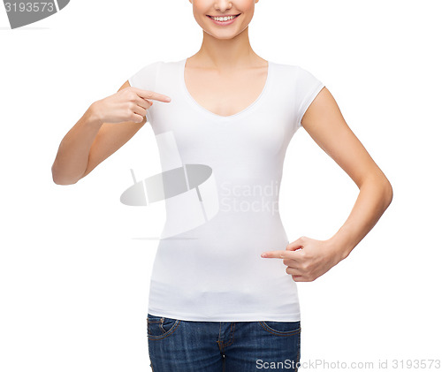 Image of woman in blank white t-shirt