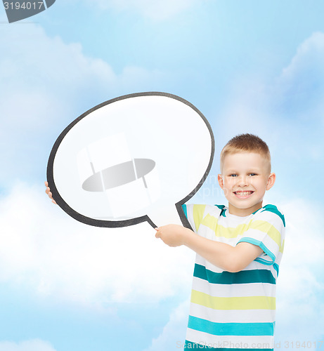 Image of smiling little boy with blank text bubble