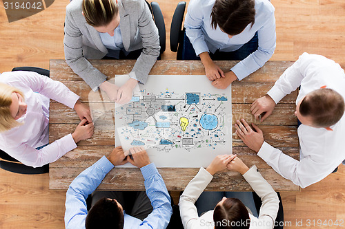 Image of business team with scheme meeting at office