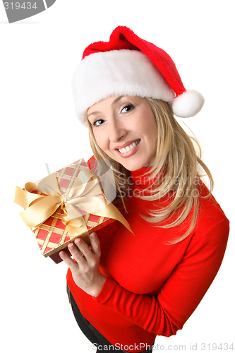 Image of Female holding a Christmas present