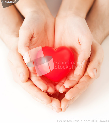 Image of couple hands holding red heart