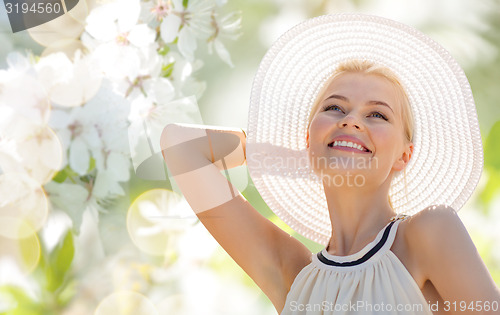 Image of beautiful woman enjoying summer outdoors