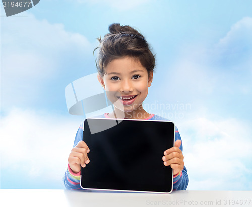 Image of happy little girl with tablet pc computer