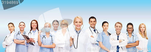 Image of team or group of female doctors and nurses