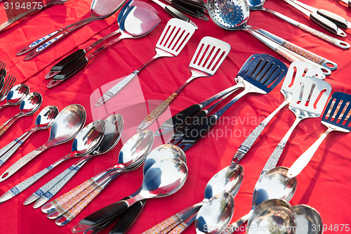 Image of tableware and kitchenware sale at street market