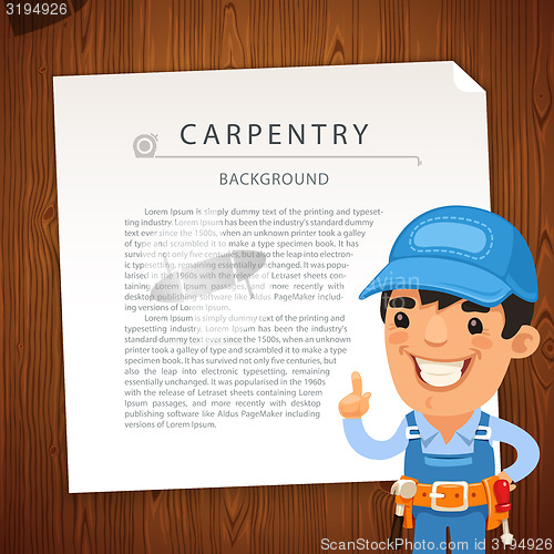 Image of Carpentry Background with Workman