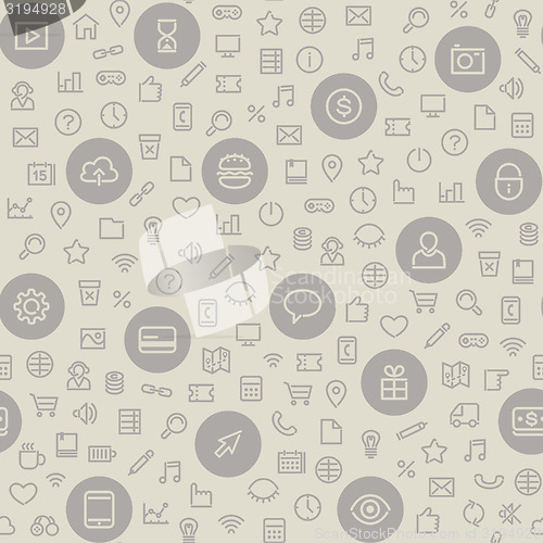 Image of Light Seamless Pattern with Universal Icons