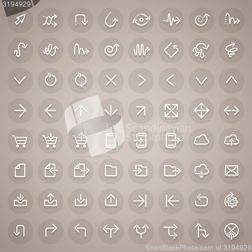 Image of Stroke Arrow Round Icons Set