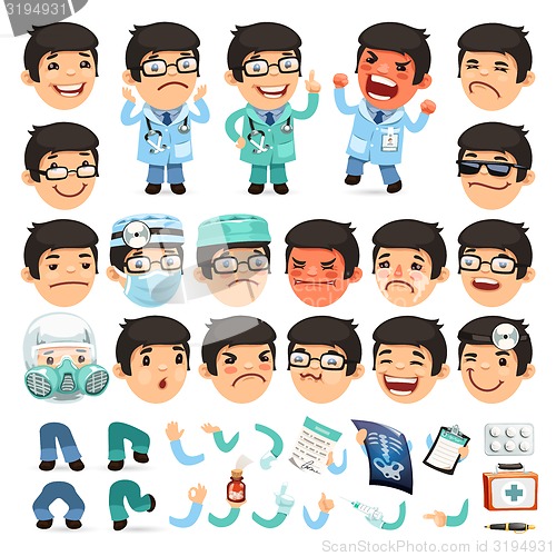 Image of Set of Cartoon Doctor Character for Your Design or Animation