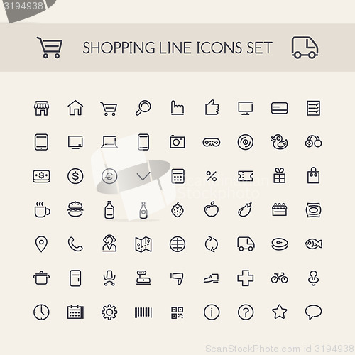 Image of Shopping Line Icons Set Black