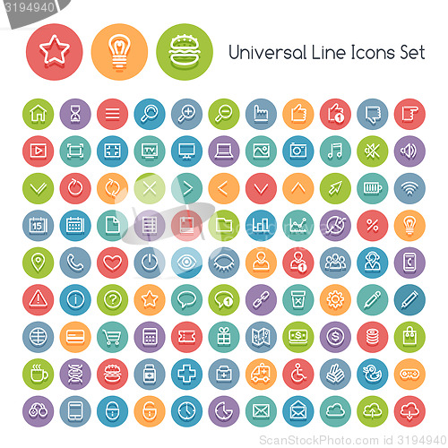 Image of Set of Line Round Universal Icons