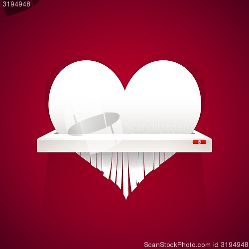 Image of Paper Heart is Cut into Shredder