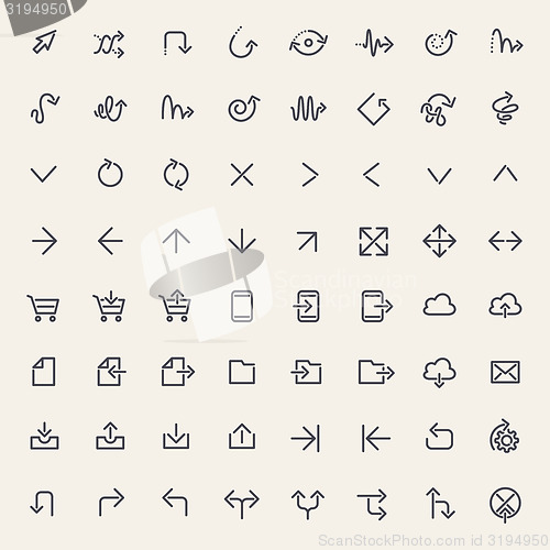 Image of Stroke Arrow Icons Set Black