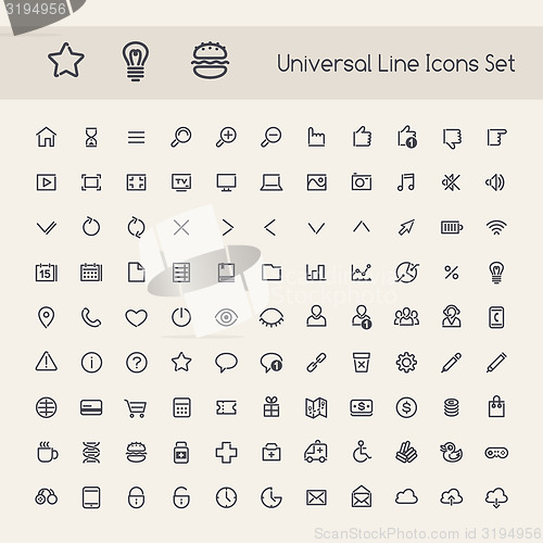 Image of Set of Line Round Universal Icons