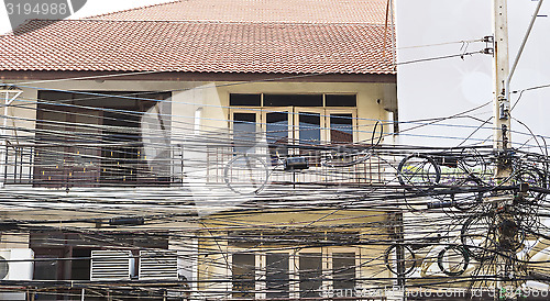 Image of Electric wires in city in Thailand