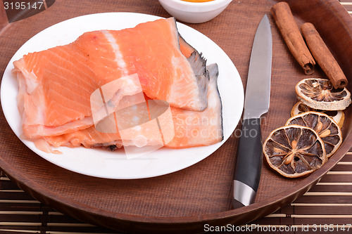 Image of Slice of red fish salmon