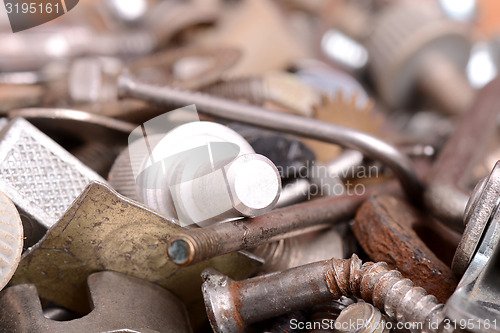 Image of Different screws and other parts, close up