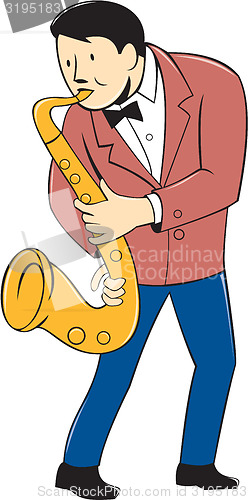 Image of Musician Playing Saxophone Cartoon
