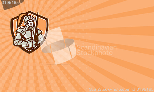 Image of Business card Knight Full Armor With Sword Shield Retro