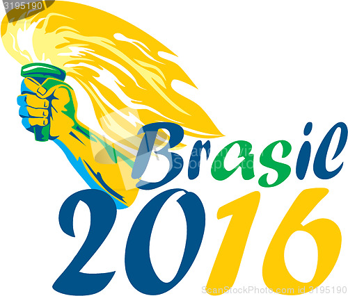 Image of Brasil 2016 Summer Games Athlete Hand Flaming Torch