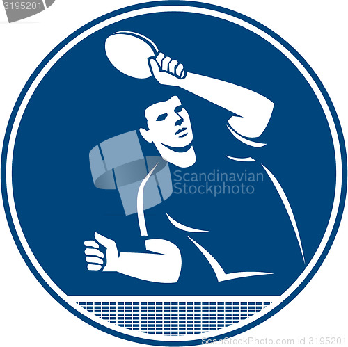 Image of Table Tennis Player Serving Circle Icon