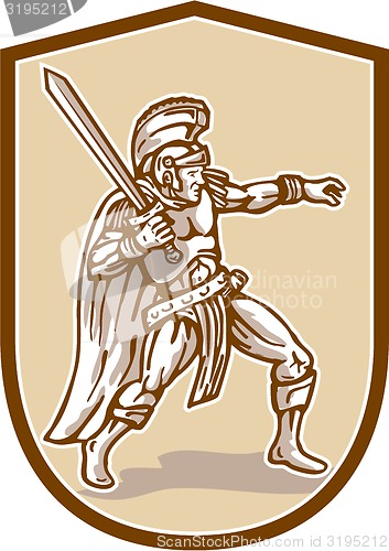 Image of Centurion Roman Soldier Wielding Sword Cartoon